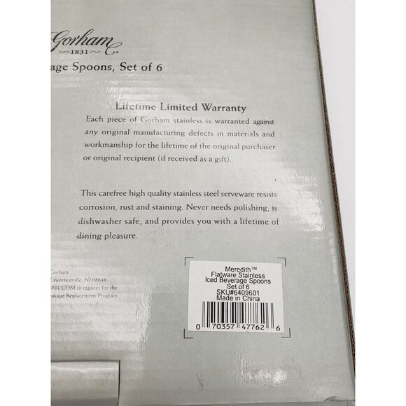 Gorham Iced Tea Beverage Spoons, Meredith, Set of 6, NIB, Stainless - Picture 6 of 7